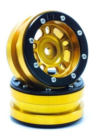 Metsafil Beadlock Wheels PT-Distractor Gold/Black 1.9 (2 pcs) (MT0040GOB)