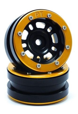 Metsafil Beadlock Wheels PT-Distractor Black/Gold 1.9 (2 pcs) (MT0040BGO)