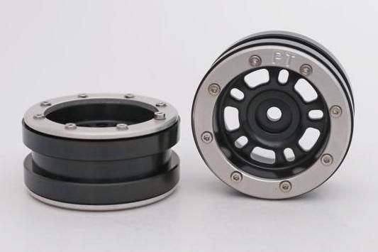 Metsafil Beadlock Wheels PT-Distractor Black/Silver 1.9 (2 pcs)Â  (MT0040BSÂ )