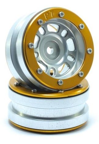 Metsafil Beadlock Wheels PT-Distractor Silver/Gold 1.9 (2 pcs) (MT0040SGO)
