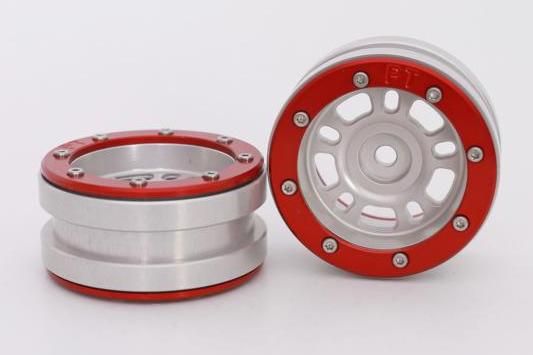 Metsafil Beadlock Wheels PT-Distractor Silver/Red 1.9 (2 pcs)Â  (MT0040SRÂ )