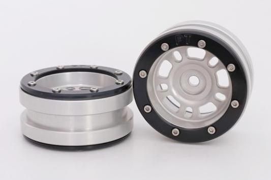 Metsafil Beadlock Wheels PT-Distractor Silver/Black 1.9 (2 pcs)Â  (MT0040SBÂ )