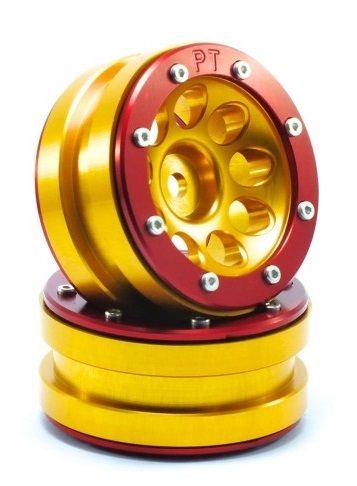 Metsafil Beadlock Wheels PT-Ecohole Gold/Red 1.9 (2 pcs) (MT0050GOR)