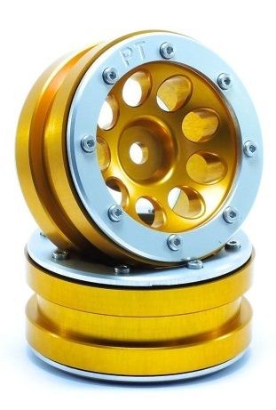 Metsafil Beadlock Wheels PT-Ecohole Gold/Silver 1.9 (2 pcs) (MT0050GOS)