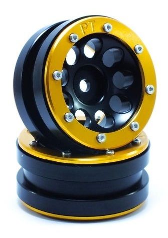 Metsafil Beadlock Wheels PT-Ecohole Black/Gold 1.9 (2 pcs) (MT0050BGO)