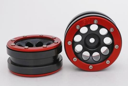 Metsafil Beadlock Wheels PT-Ecohole Black/Red 1.9 (2 pcs)Â  (MT0050BRÂ )