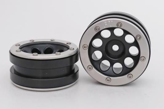 Metsafil Beadlock Wheels PT-Ecohole Black/Silver 1.9 (2 pcs)Â  (MT0050BSÂ )