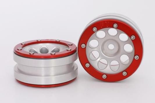 Metsafil Beadlock Wheels PT-Ecohole Silver/Red 1.9 (2 pcs)Â  (MT0050SRÂ )