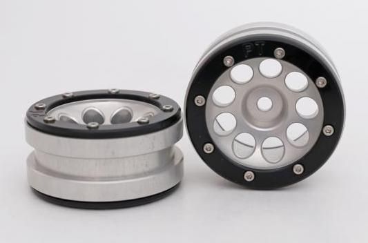 Metsafil Beadlock Wheels PT-Ecohole Silver/Black 1.9 (2 pcs)Â  (MT0050SBÂ )