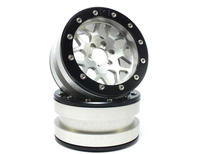 Metsafil Beadlock Wheels PT-MESH silver/black 2.2 (2) w/o Hub (MT2210SB)