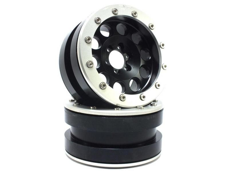 Metsafil Beadlock Wheels PT-REVOLVER black/silver 2.2 (2) w/o Hub (MT2220BS)