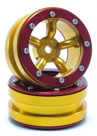 Metsafil Beadlock Wheels PT-Safari Gold/Red 1.9 (2 pcs) (MT0010GOR)