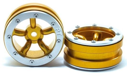 Metsafil Beadlock Wheels PT-Safari Gold/Silver 1.9 (2 pcs) (MT0010GOS)