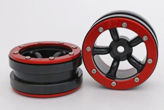 Metsafil Beadlock Wheels PT-Safari Black/Red 1.9 (2 pcs)Â  (MT0010BRÂ )