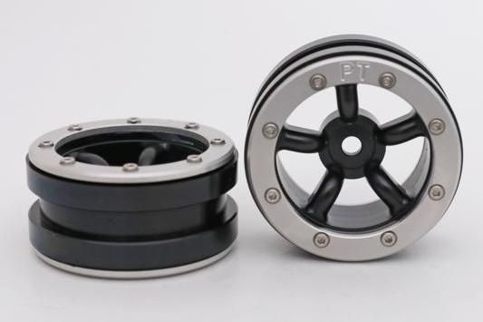 Metsafil Beadlock Wheels PT-Safari Black/Silver 1.9 (2 pcs)Â  (MT0010BSÂ )