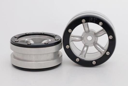 Metsafil Beadlock Wheels PT-Safari Silver/Black 1.9 (2 pcs)Â  (MT0010SBÂ )