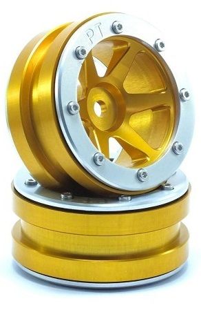 Metsafil Beadlock Wheels PT-Slingshot Gold/Silver 1.9 (2 pcs) (MT0030GOS)