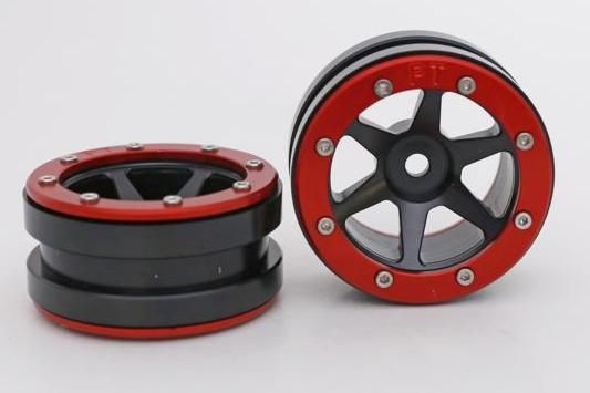 Metsafil Beadlock Wheels PT-Slingshot Black/Red 1.9 (2 pcs)Â  (MT0030BRÂ )
