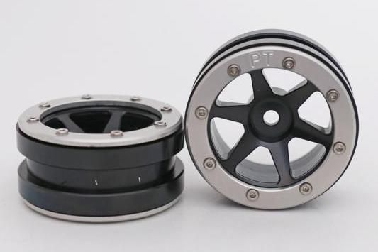 Metsafil Beadlock Wheels PT-Slingshot Black/Silver 1.9 (2 pcs)Â  (MT0030BSÂ )