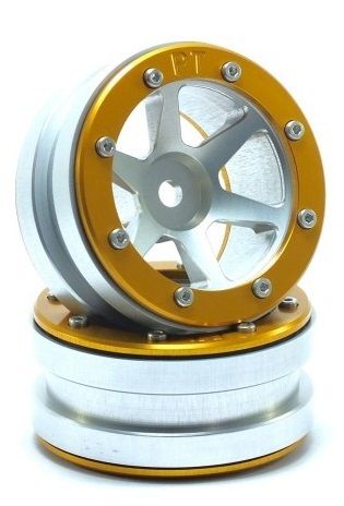 Metsafil Beadlock Wheels PT-Slingshot Silver/Gold 1.9 (2 pcs) (MT0030SGO)