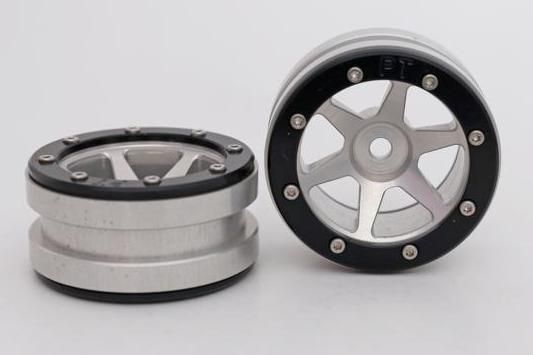 Metsafil Beadlock Wheels PT-Slingshot Silver/Black 1.9 (2 pcs)Â  (MT0030SBÂ )