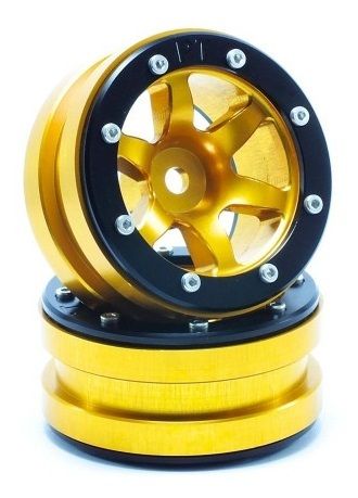 Metsafil Beadlock Wheels PT-Wave Gold/Black 1.9 (2 pcs) (MT0070GOB)