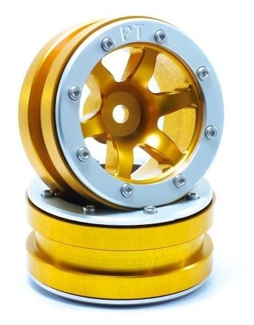Metsafil Beadlock Wheels PT-Wave Gold/Silver 1.9 (2 pcs) (MT0070GOS)