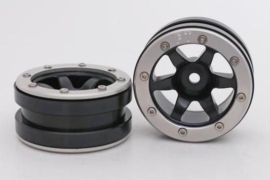 Metsafil Beadlock Wheels PT-Wave Black/Silver 1.9 (2 pcs)Â  (MT0070BSÂ )