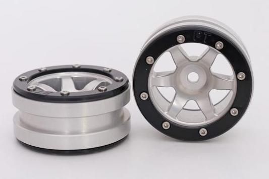 Metsafil Beadlock Wheels PT-Wave Silver/Black 1.9 (2 pcs)Â  (MT0070SBÂ )