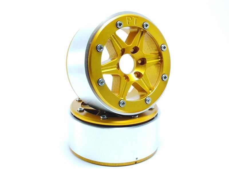 Metsafil Beadlock Wheels SIXSTAR Gold/Gold 1.9 (2) w/o Hub (MT5010GOGO)