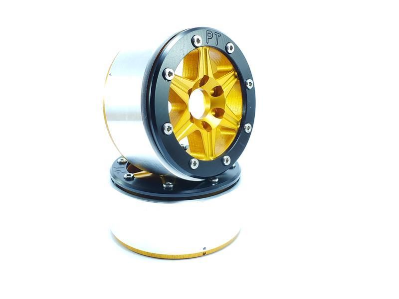 Metsafil Beadlock Wheels SIXSTAR Gold/Black 1.9 (2) w/o Hub (MT5010GOB)