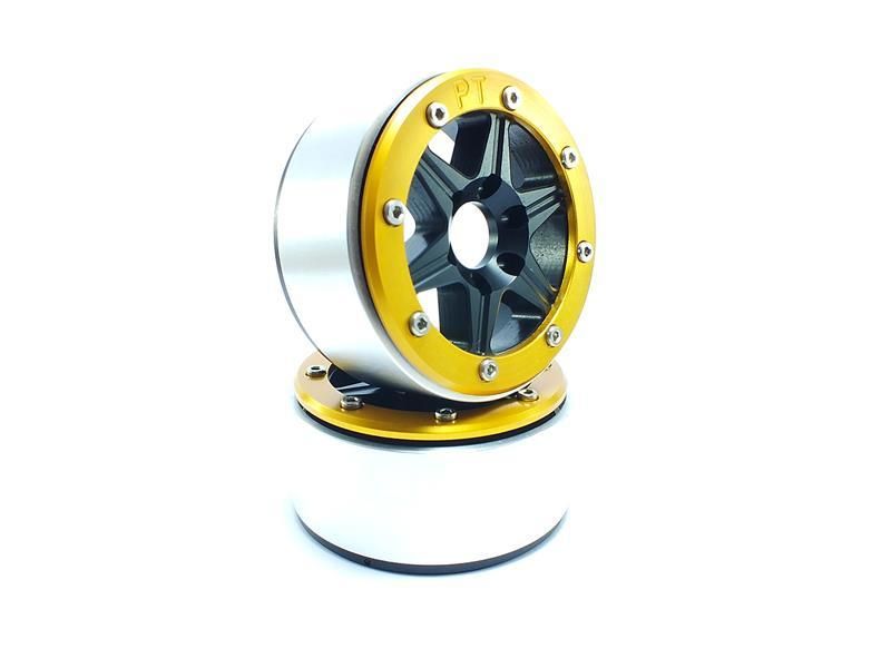 Metsafil Beadlock Wheels SIXSTAR Black/Gold 1.9 (2) w/o Hub (MT5010BGO)