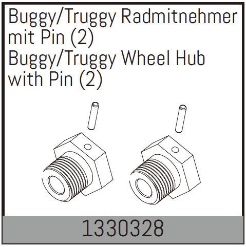 Absima Buggy/Truggy Wheel Hub With Pin (2) ( AB 1330328)