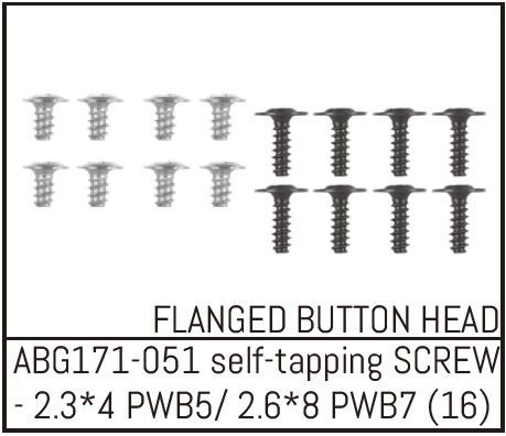 Absima Button Head Screw M2.3*4 (8) / M2.6*8 (8) ( AB G171-051)