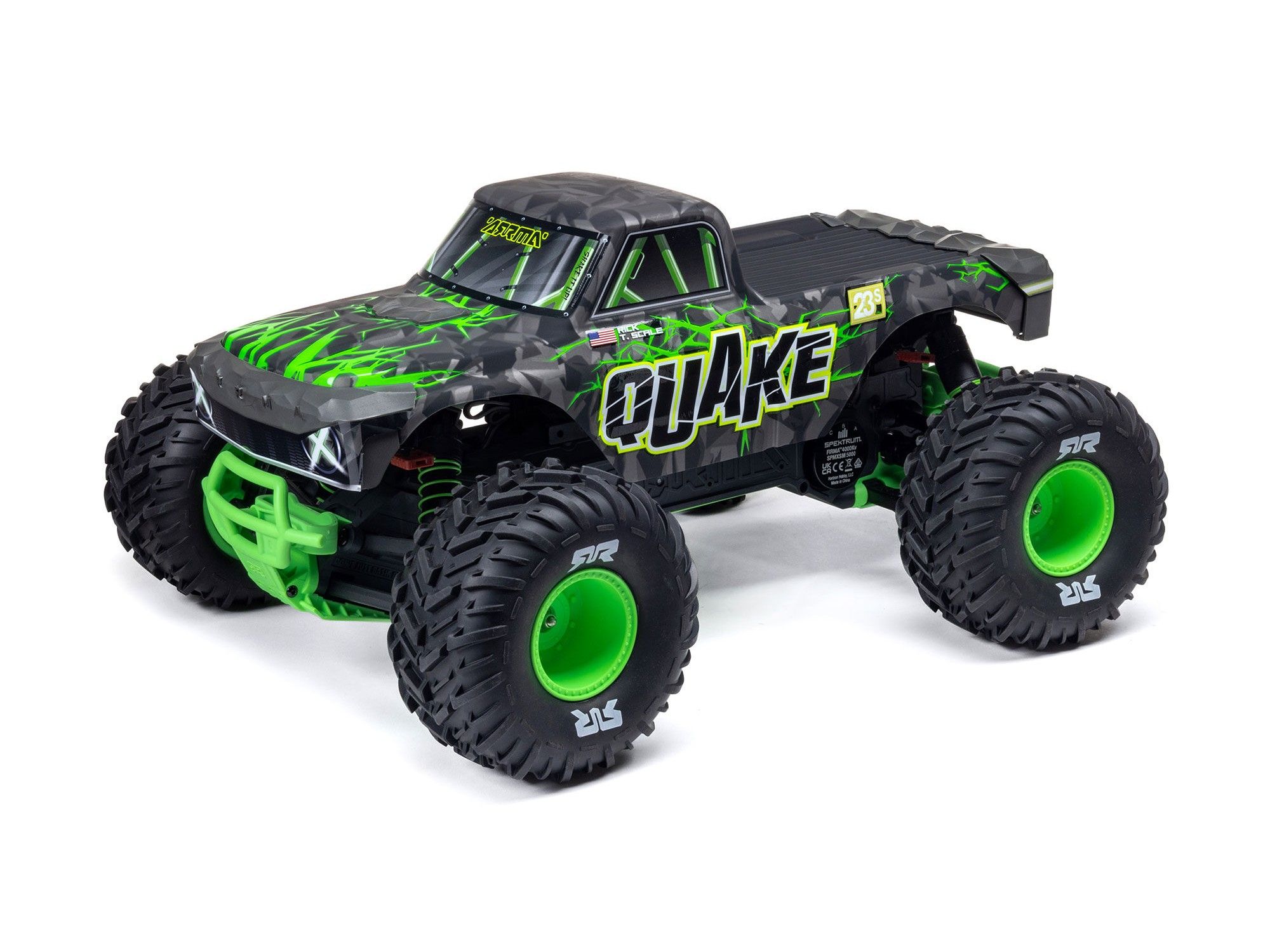 Arrma 1/10 QUAKE 223S DSC 2WD RTR Brushless Monster Truck, Green (C-ARA3537T2)