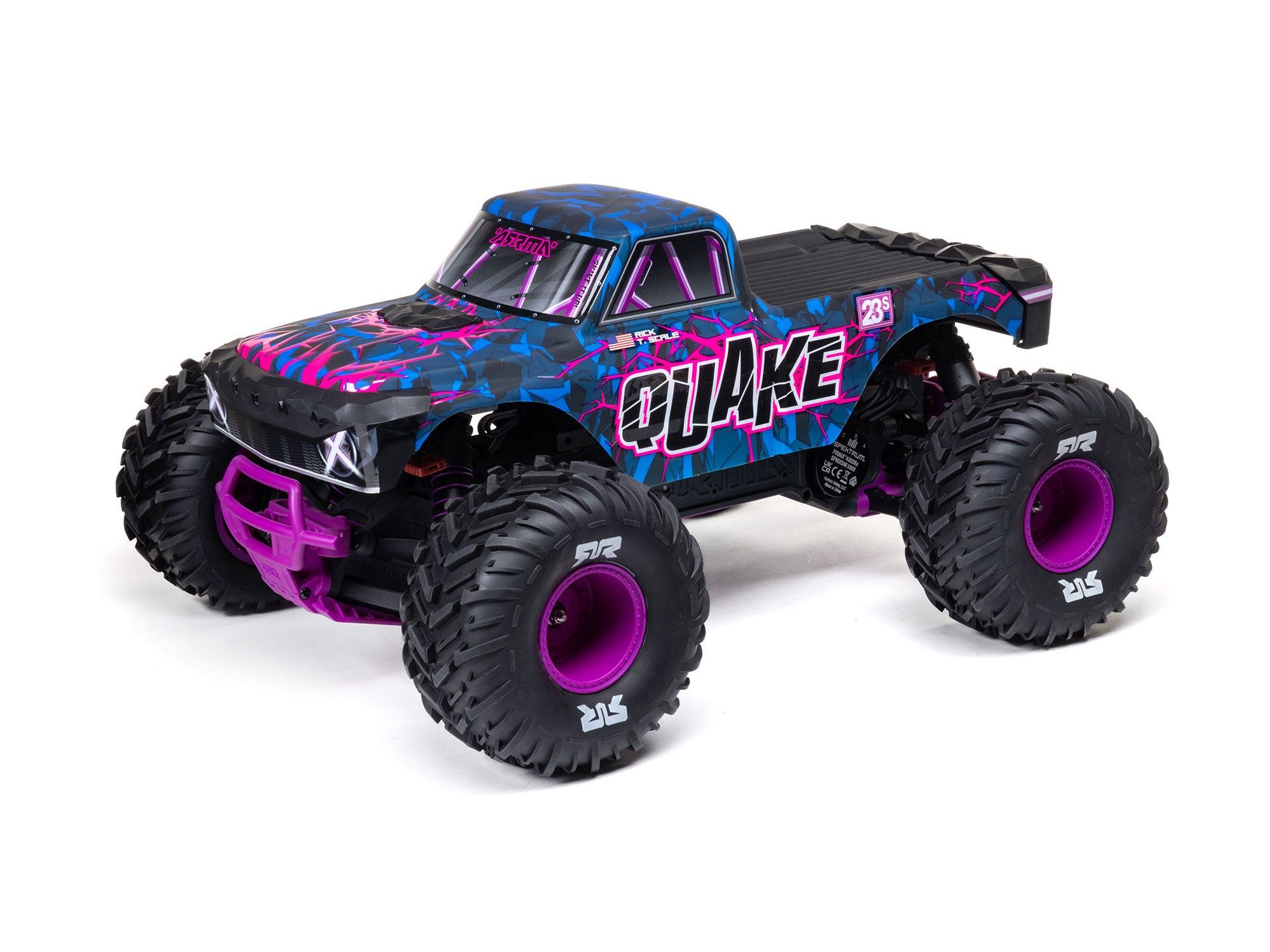 Arrma 1/10 QUAKE 223S DSC 2WD RTR Brushless Monster Truck, Purple (C-ARA3537T3)