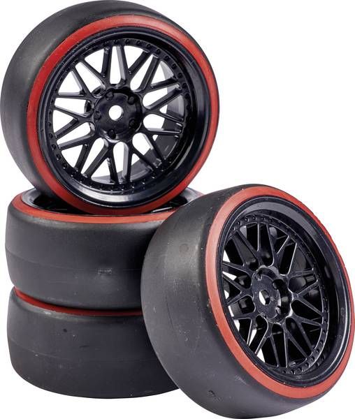Carson 1:10 Wheel Set Drift - Black/Red (4)
