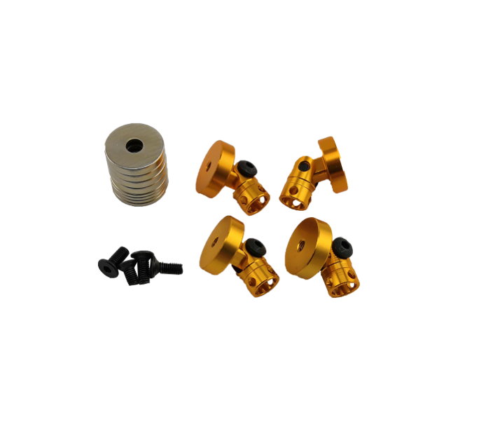 SC Models 1:10 RC Car Magnetic Invisible Body Shell Mounts - 4pcs Gold (SCDTDR01002C)