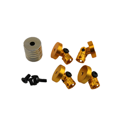 SC Models 1:10 RC Car Magnetic Invisible Body Shell Mounts - 4pcs Gold (SCDTDR01002C)