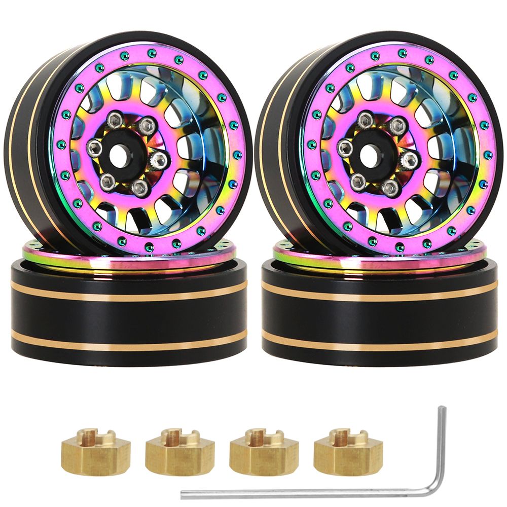 SC Models 1.1&quot; Brass Beadlock Wheels (4) Fits SCX24 - Dazzling Purple (SCDTW42026)