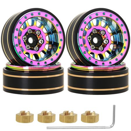 SC Models 1.1&quot; Brass Beadlock Wheels (4) Fits SCX24 - Dazzling Purple (SCDTW42026)