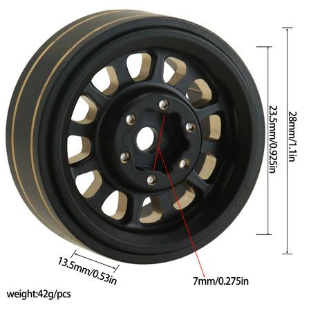 SC Models 1.1&quot; Brass Beadlock Wheels (4) Fits SCX24 - Black/Gold (SCDTW42027)