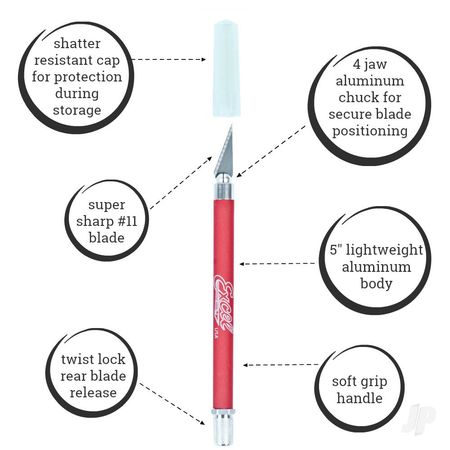 Excel K18 Grip-On Knife with Safety Cap (#11 Blade), Red (EXL16024)