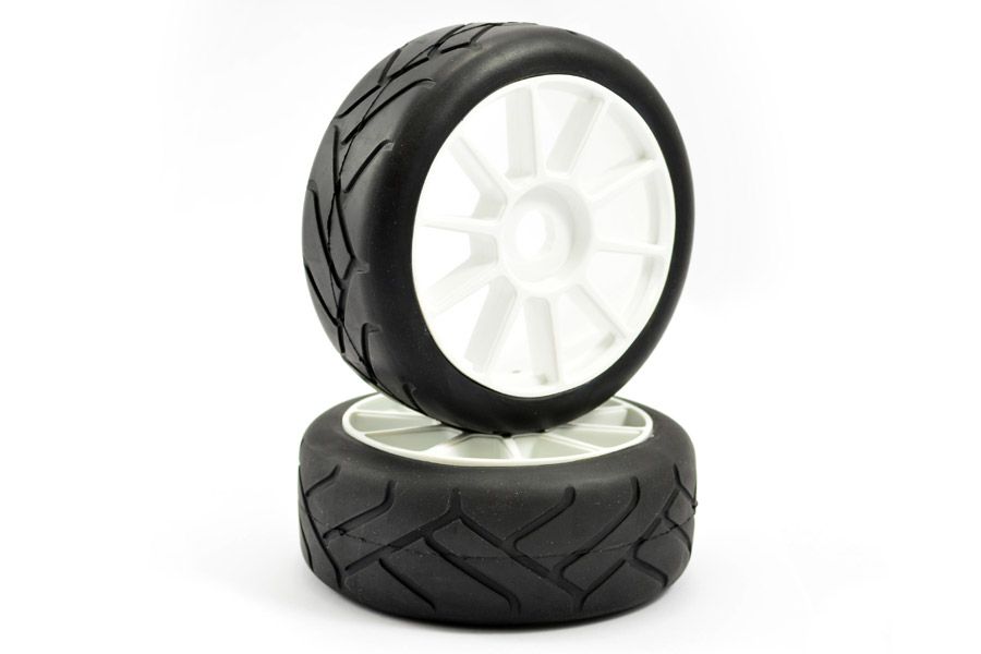Fastrax 1:8th Premounted Slick Tyres &#039;Grid Iron/10 Spoke&#039; (FAST0013)