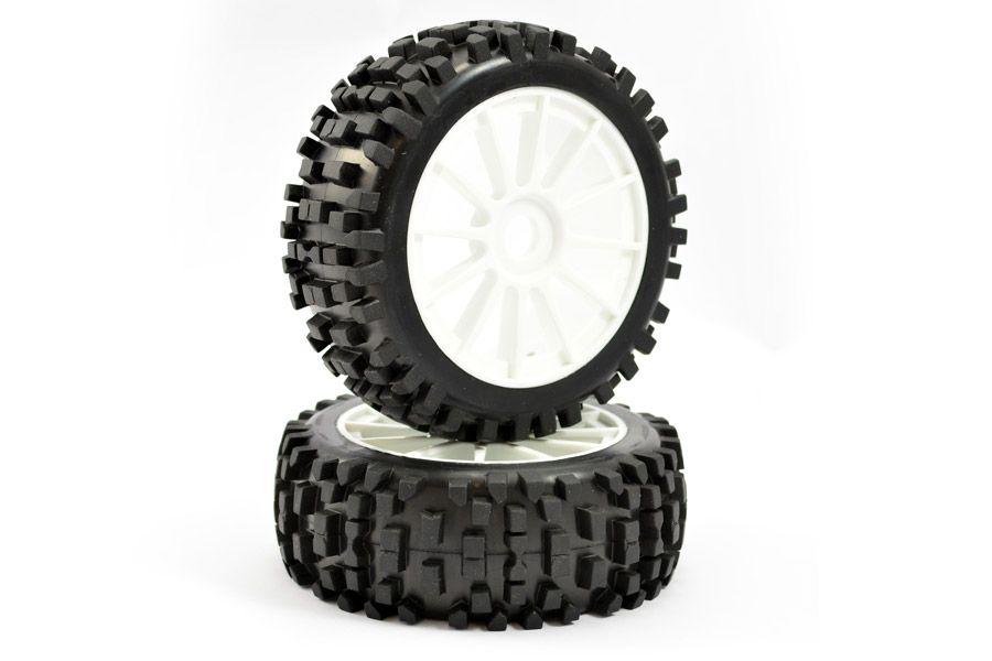 Fastrax 1:8th Premounted Buggy Tyres &#039;Rock-Block/12 Spoke&#039; (FAST0026)