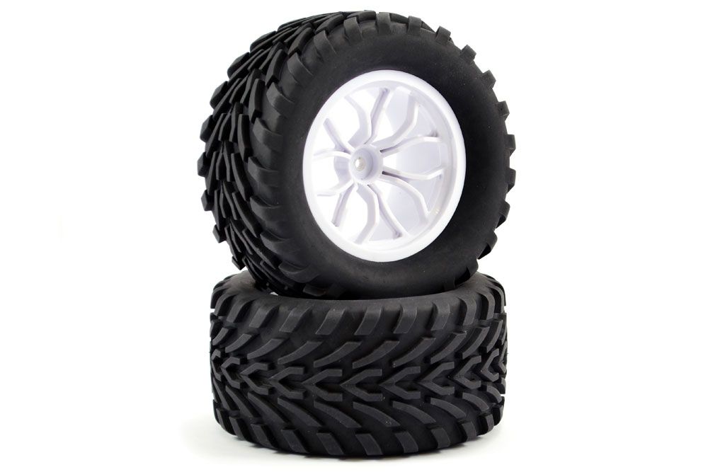 Fastrax 1:10 Mega V Truck Tyre 12 Spoke White Wheel 12mm Hex (Pr) (FAST0067W)