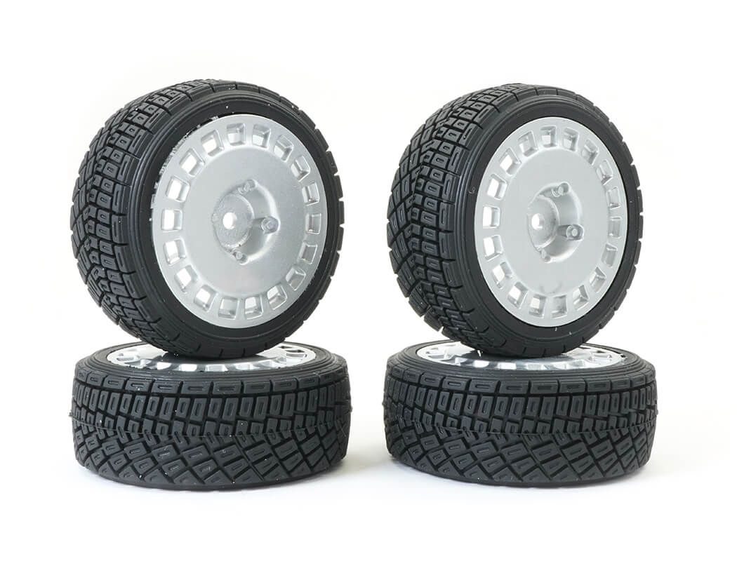 Fastrax 1:0th Rally Angle Tyre/Wheel Set Silver (4) (FAST0071S)