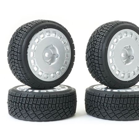 Fastrax 1:0th Rally Angle Tyre/Wheel Set Silver (4) (FAST0071S)