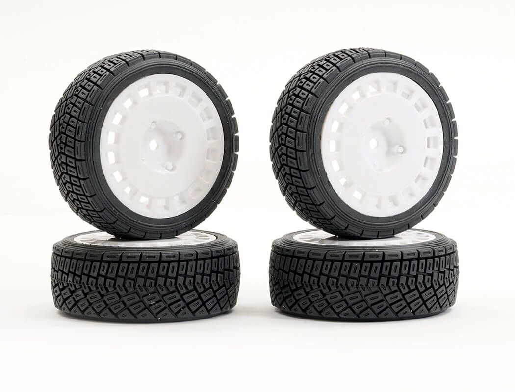 Fastrax 1:0th Rally Angle Tyre/Wheel Set White (4) (FAST0071W)