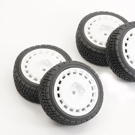 Fastrax 1:0th Rally Angle Tyre/Wheel Set White (4) (FAST0071W)